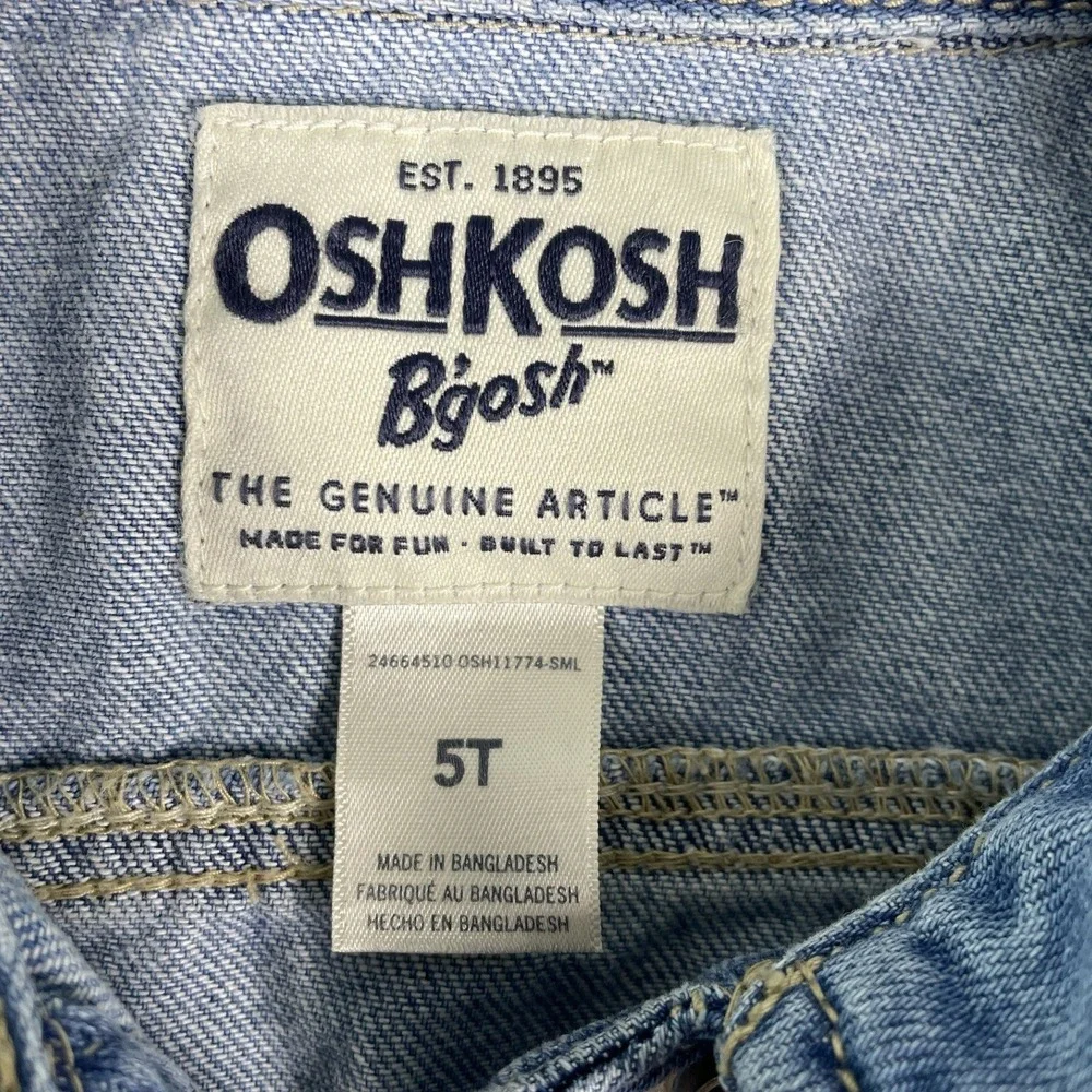 OshKosh Denim Jacket Kids 5T Blue B'gosh Trucker Classic Cotton Jean Jacket